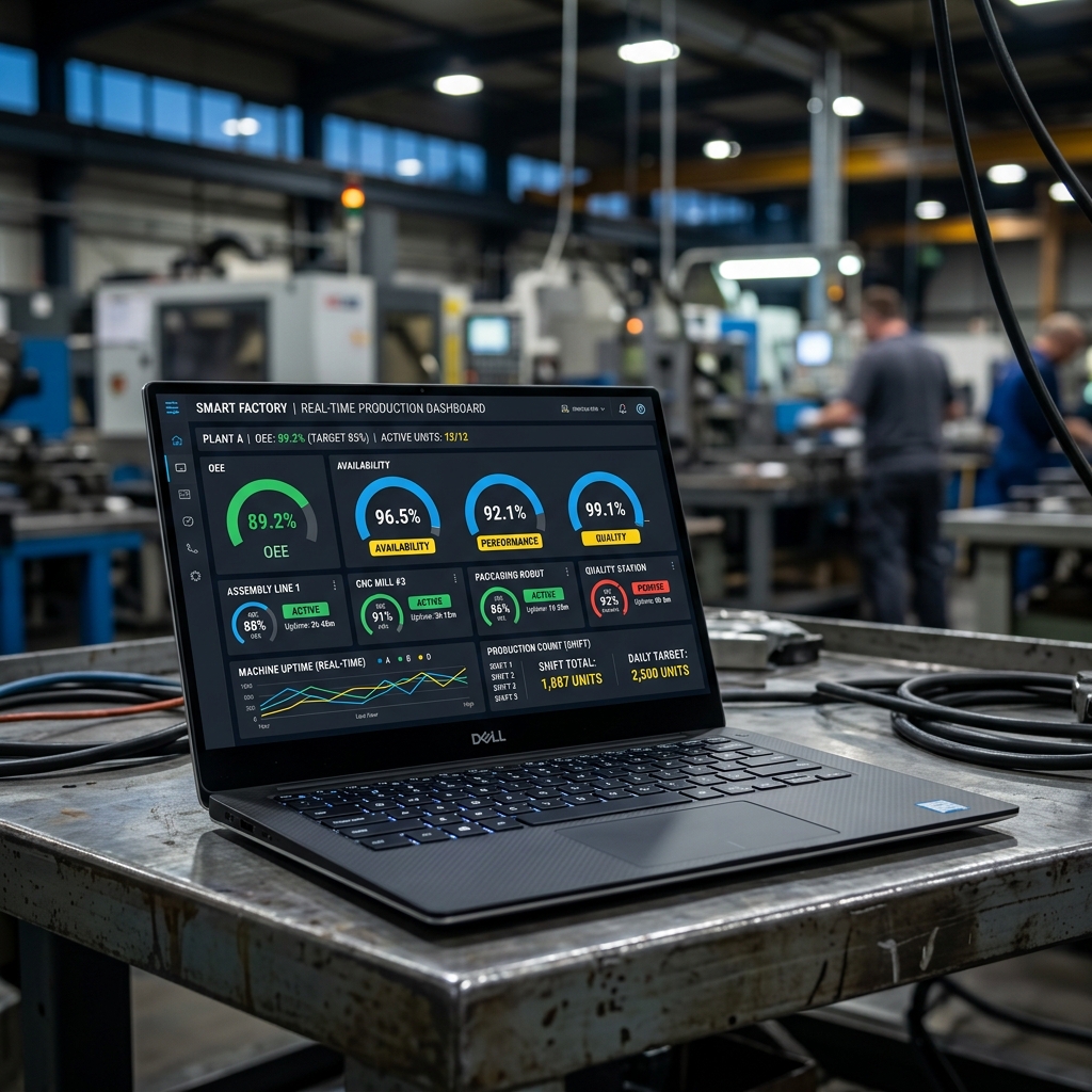 Fabrika makine izleme dashboard ekranı